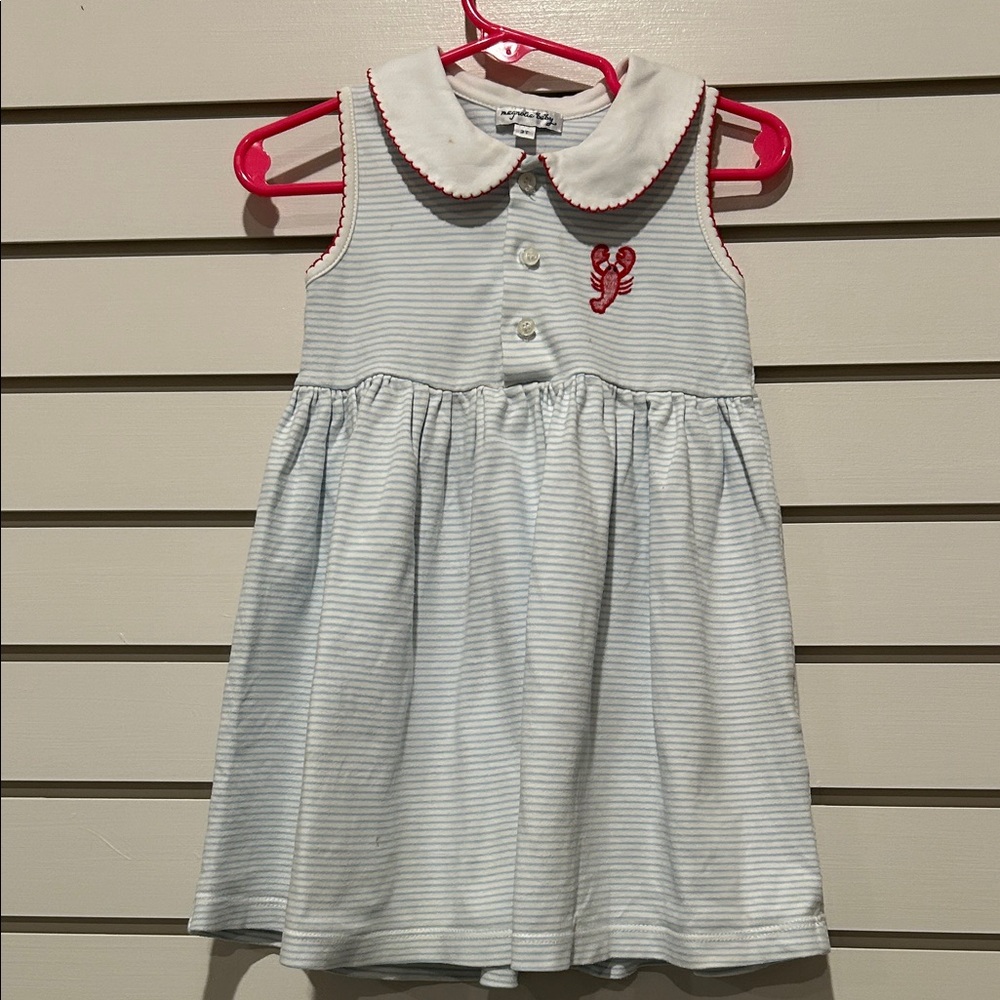 Striped Blue and White Dress with Lobster Accent
